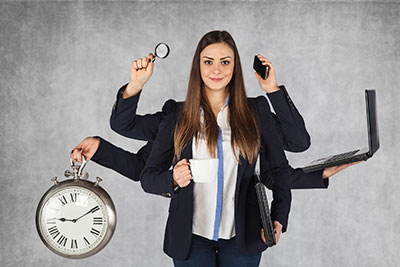 lady with many arms doing many jobs